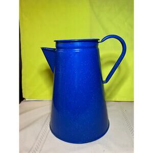 VTG Blue Speckled Graniteware Vase / Pitcher / Coffee Pot (no lid) 8.5 inch GUC